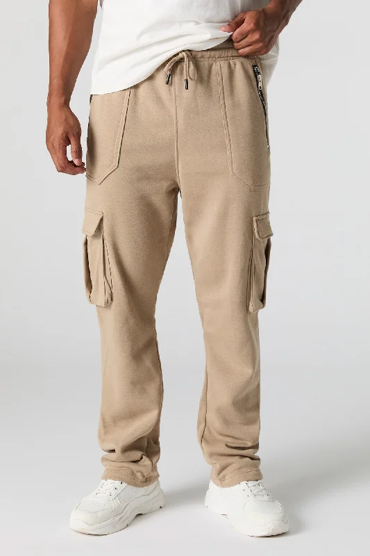 Women's Cargo Pants with Adjustable Cuffs in Mustard Yellow for a Versatile and Trendy LookFleece Open Bottom Cargo Jogger