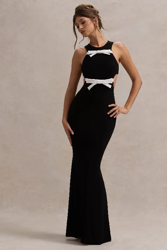 Empire Waist Women Dress to Accentuate the Bust and Conceal the WaistAurelie | Black Cut-Out Maxi Dress With Bows