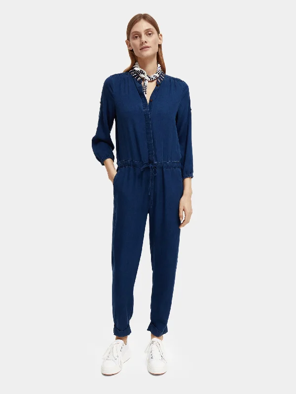 Women jumpsuits with a halter neck for a stylish and flattering choiceBeaded indigo jumpsuit