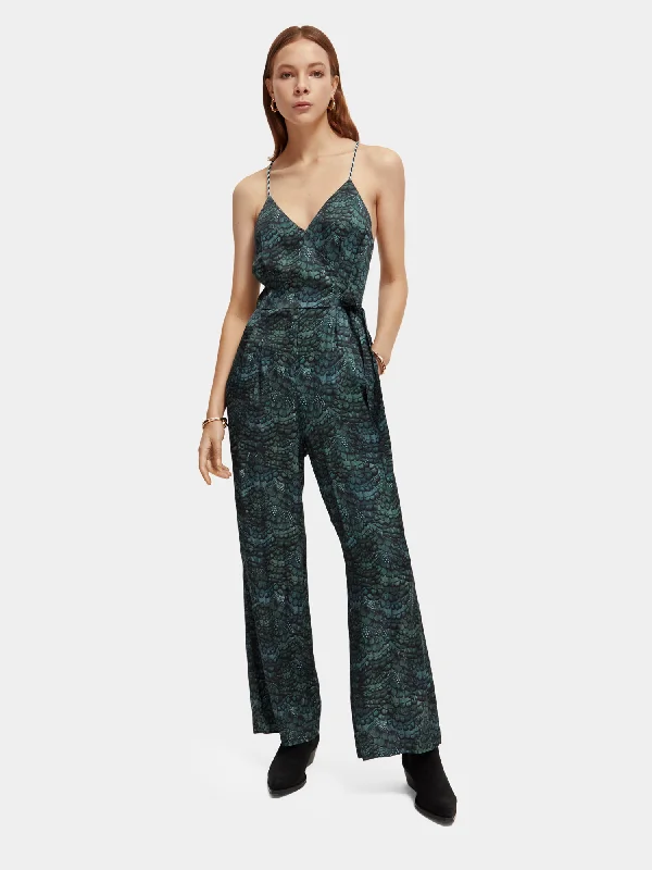 Women jumpsuits with ribbed textures for a unique and textured appearanceLightweight v-neck racerback jumpsuit