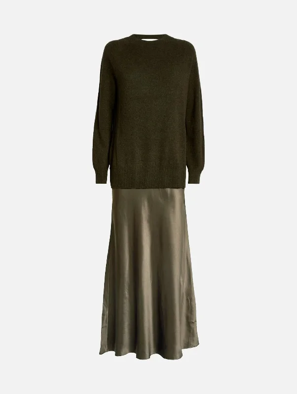 Sheath Women Dress with a Tailored Fit for a Professional LookMonument Long Dress in Khaki