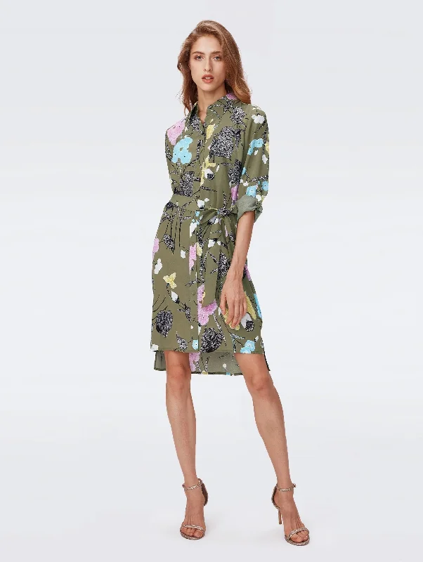 Mermaid - Style Women Dress with a Fitted Silhouette for Special OccasionsPrita Dress in Olive Floral