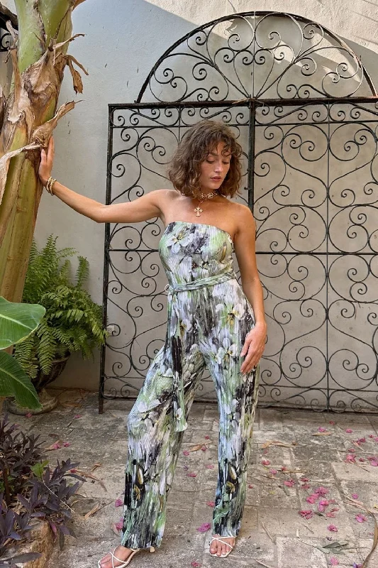 Women jumpsuits with embroidered accents for a personalized and unique touchVerbena Plisse Strapless Jumpsuit