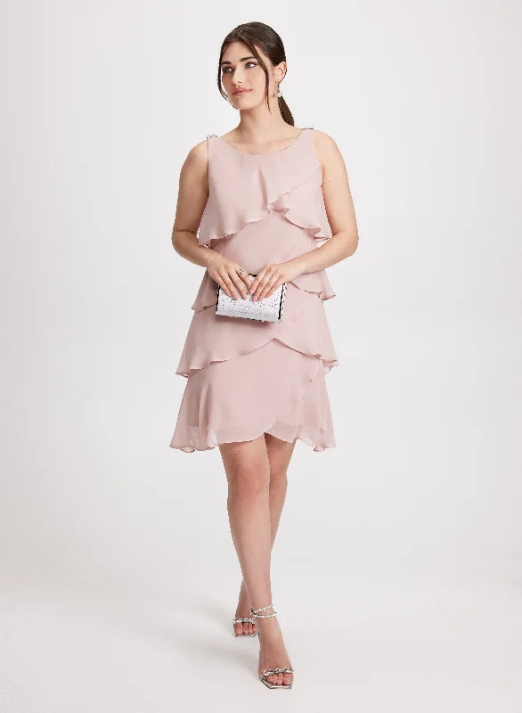 Midi dresses with halter necks for a stylish and comfortable optionChiffon Tiered Cocktail Dress