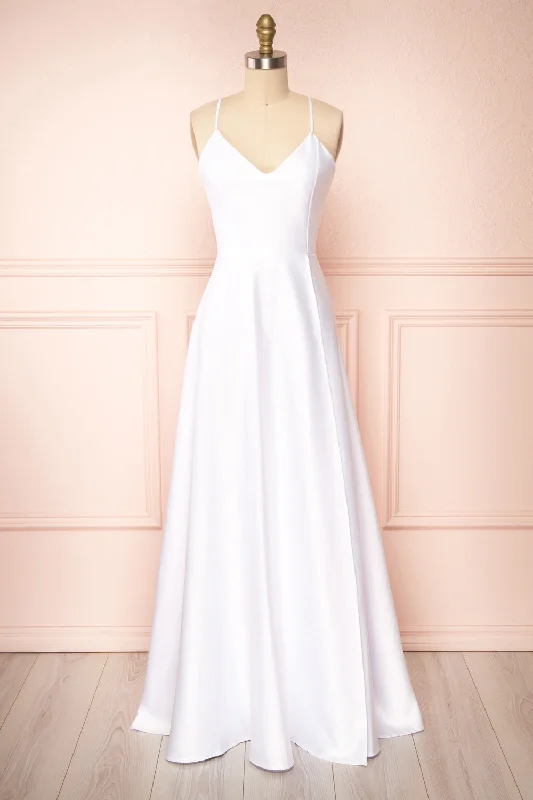 Sheath midi dresses with beaded embellishments for a formal occasionJulia Ivory | Satin Maxi Dress w/ High Slit