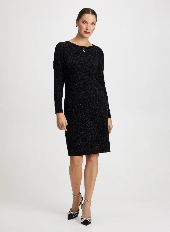 Midi dresses with satin - finish fabrics for a luxurious feelMetallic Jacquard Motif Knit Dress