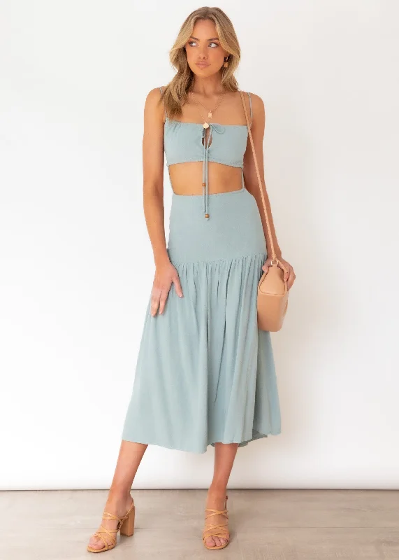 Midi dresses with belted waists to accentuate the figureNia Midi Dress - Sage