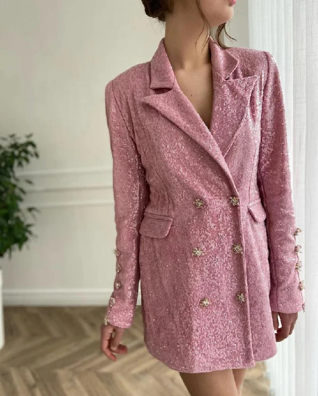 Midi dresses with embroidered accents for a unique and detailed designSparkling Pink Blazer