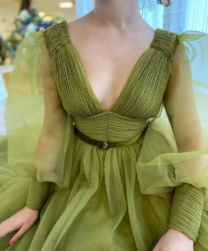 Midi dresses with keyhole backs for a flirty and unexpected detailVerde Organza Gown