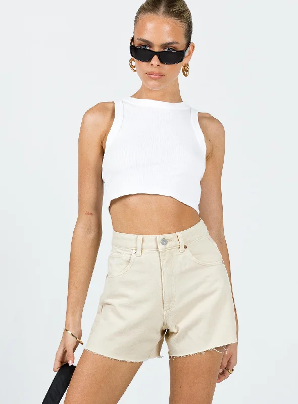 Women's High - Rise Paperbag Waist Shorts in Khaki for a Stylish and Comfortable LookAbrand Venice Short Washed Ecru