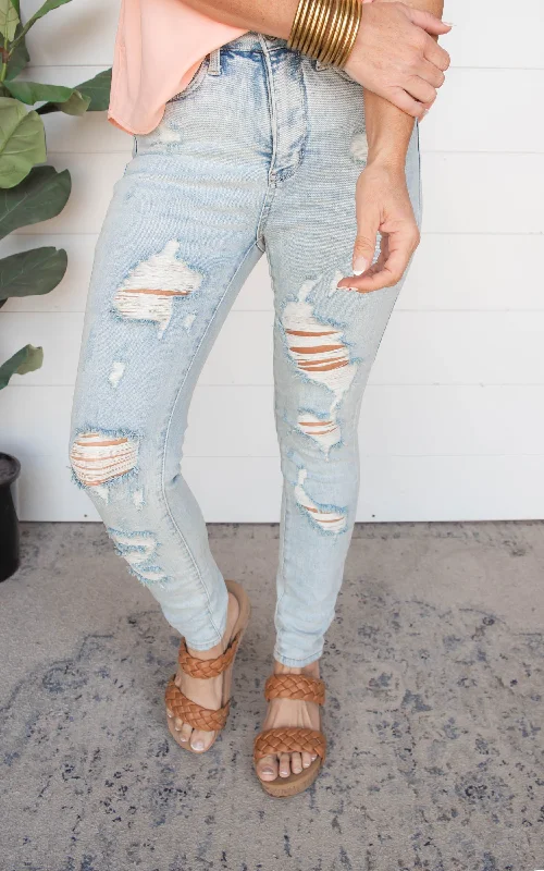 Destroyed Tummy Control Skinny Denim Jeans | Judy Blue - Final Sale