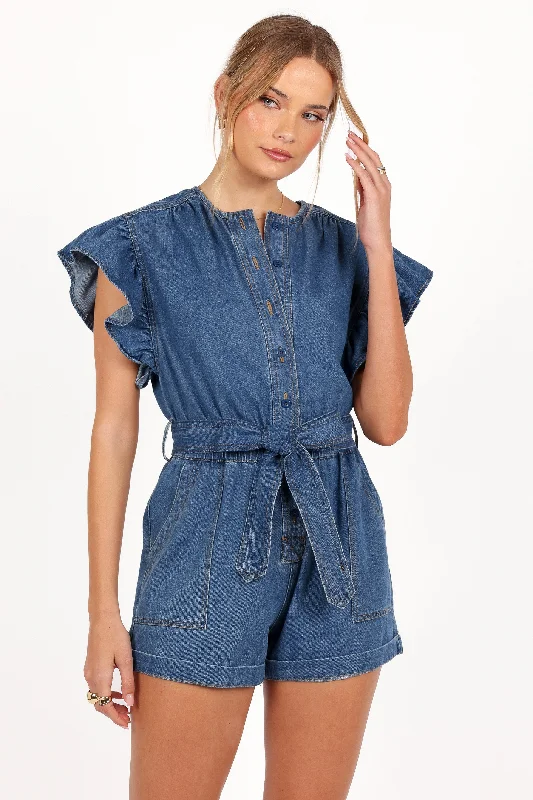 Mia Romper - Medium Denim