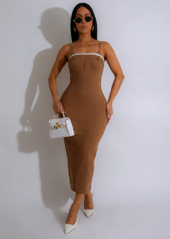 Sahara Chic Midi Dress Brown