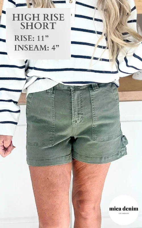 Plus Size Women's Denim Shorts with a Button - Fly in Dark Indigo for a Durable and Timeless StyleThe Olive Super High Carpenter Denim Shorts | MICA - Final Sale