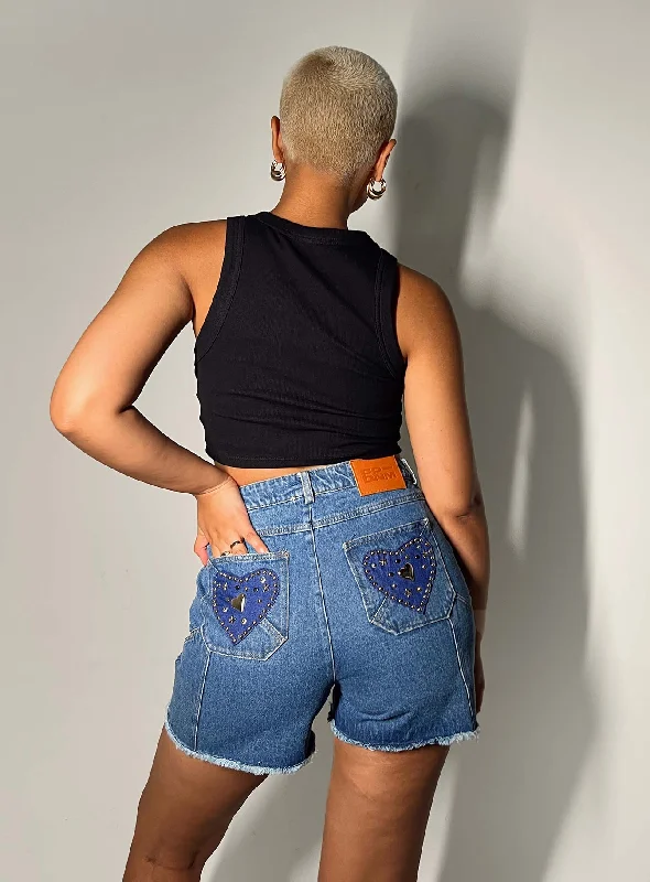 Plus Size Women's Elastic Waistband Linen Shorts in Navy Blue for a Comfortable Everyday OptionVargas Denim Shorts