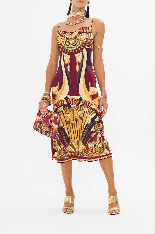 Maxi dresses with cold - shoulder cutouts for a trendy lookLONG BIAS SLIP DESERT DELIRIUM