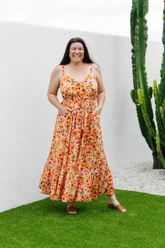 Maxi dresses with balloon sleeves for a vintage - inspired styleApril Maxi Dress in Sunshine Floral