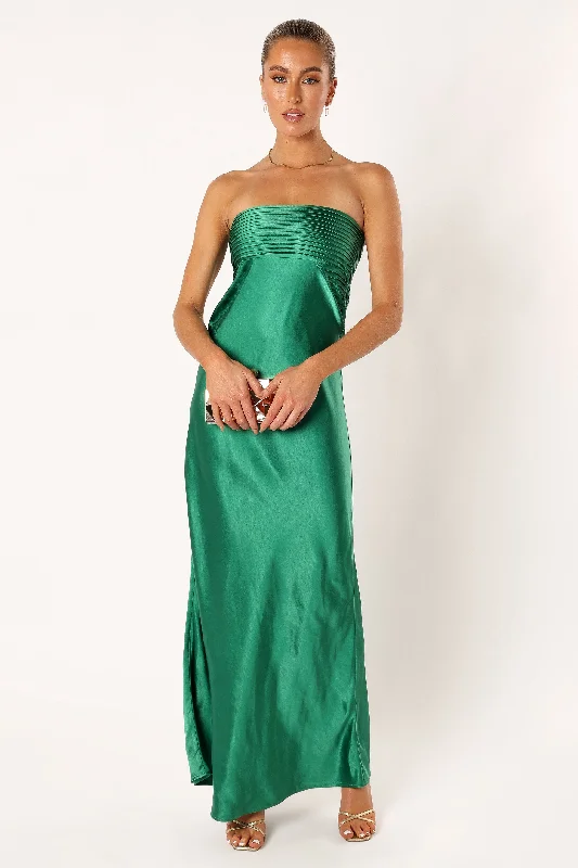 Strapless maxi dresses for a beachside vacationAdina Maxi Dress - Emerald