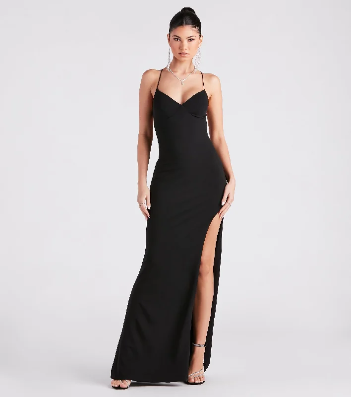 Maxi dresses with a belted empire waist for a more defined and flattering silhouetteEsmerelda Formal Crepe Strappy Mermaid Dress