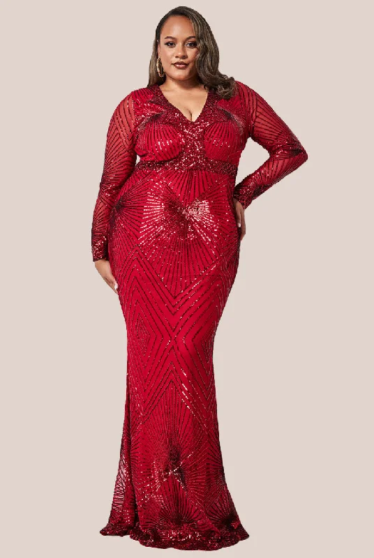 Maxi dresses with pocket details for added functionalityGoddiva Plus Starburst Sequin Maxi Dress - Red