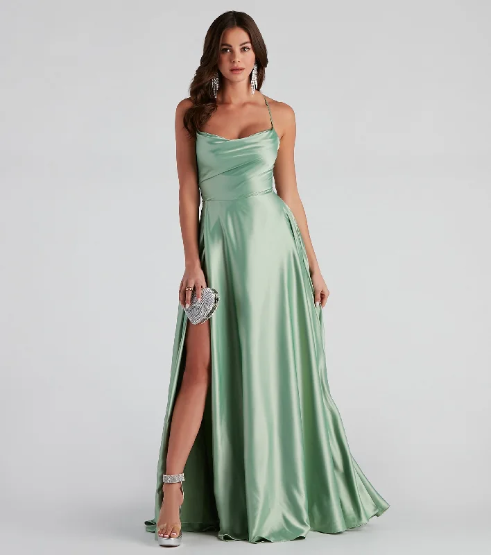 Maxi dresses with a V - neckline for a flattering and elongating shapeKailey Formal Lace-Up A-Line Dress