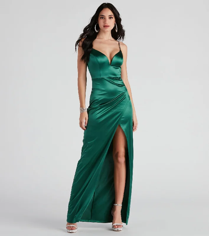 Maxi dresses with a halter neck for a stylish and sophisticated choiceKairi Formal Satin A-Line Dress