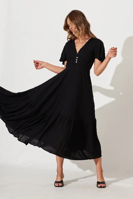 Sheer maxi dresses with lace overlays for a romantic touchNevada Maxi Dress In Black