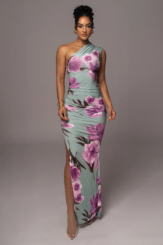 Printed maxi dresses with abstract patterns for an artistic lookSage Floral Eden One Shoulder Maxi Dress