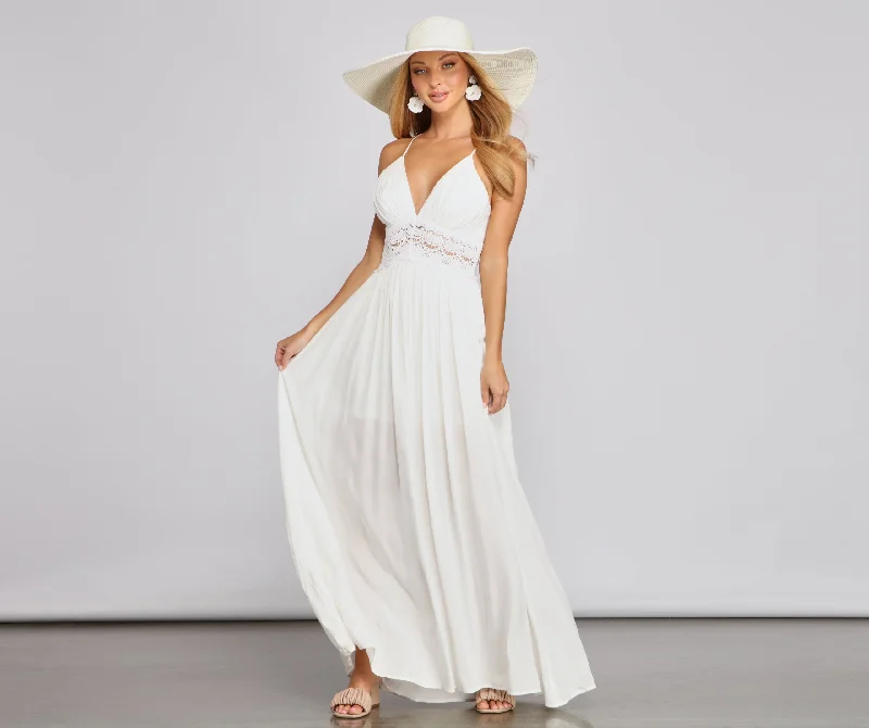 Maxi dresses with a criss - cross back for a flirty and unique detailStylish Girl Summer Crochet Maxi Dress