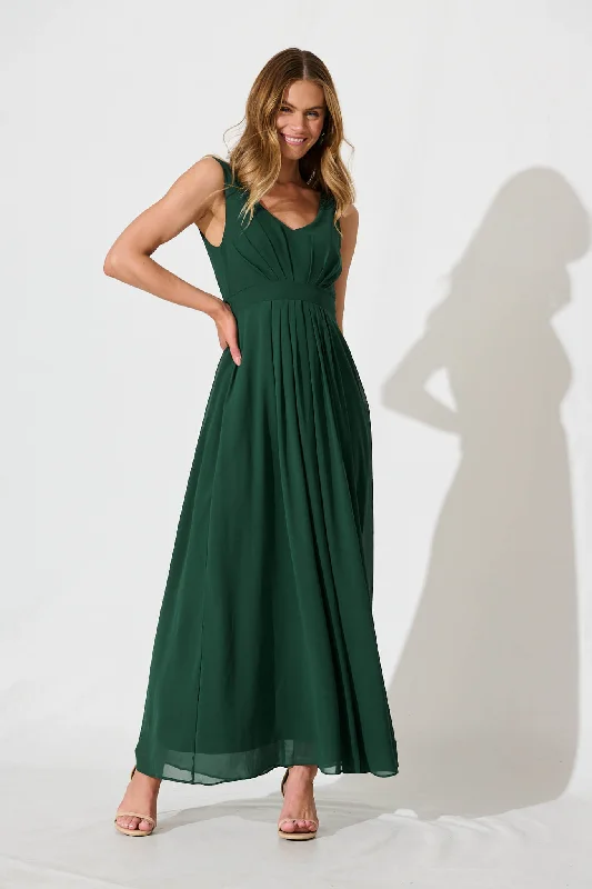 Satin maxi dresses with a high - low hem for a modern twistWonderful Maxi Dress In Emerald