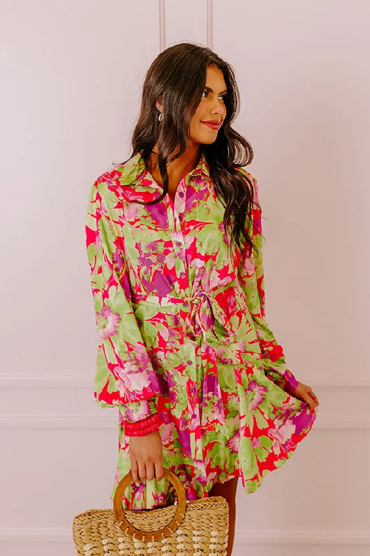 Mini dresses with geometric prints for a modern aestheticAloha Attire Satin Floral Dress