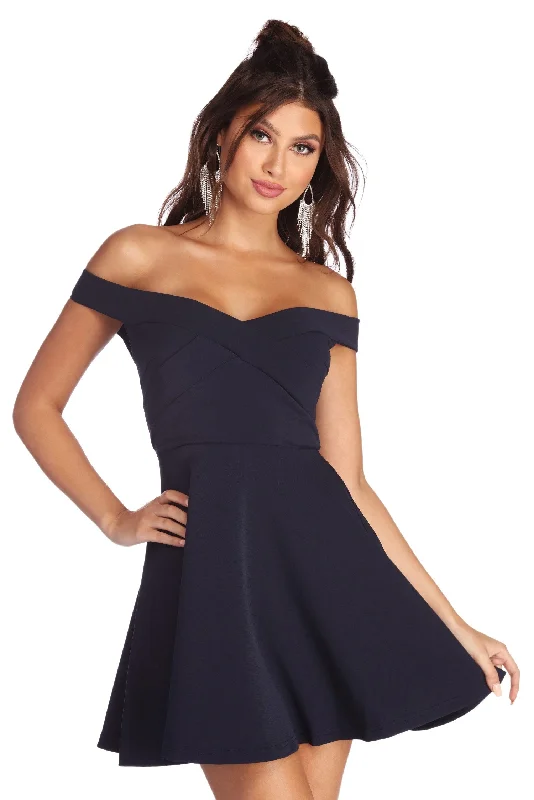 Mini dresses with cold - shoulder designsCross Over Skater Dress