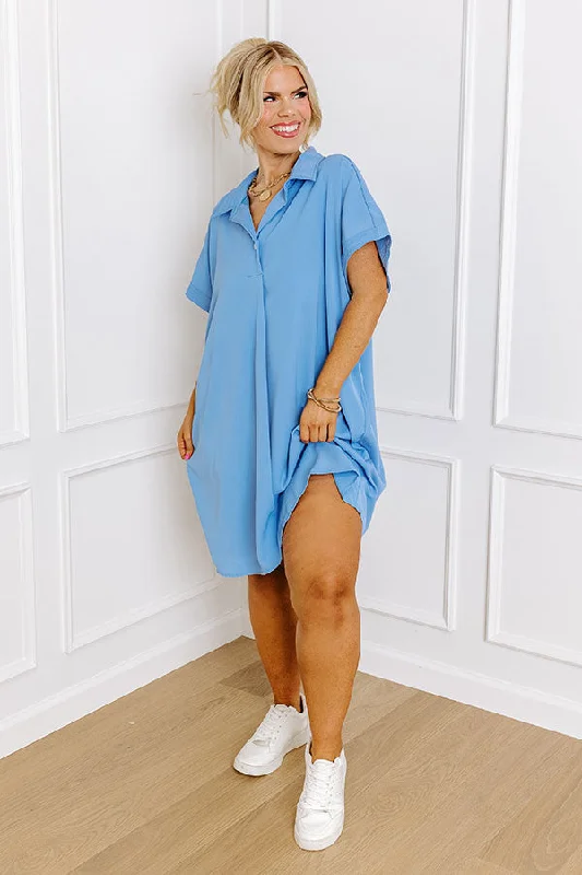 Mini dresses with embroidered details for a unique touchEffortless Radiance Shift Dress in Sky Blue Curves