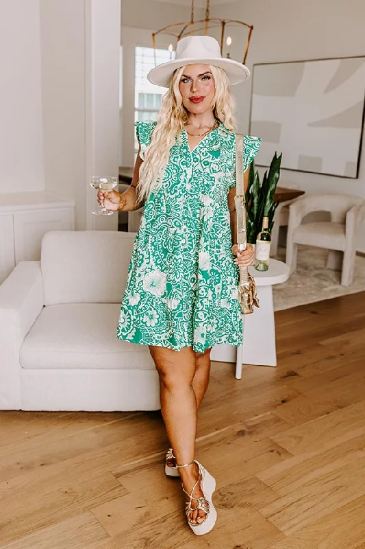 Leather mini dresses for a edgy styleHello Lovely Floral Dress In Emerald Curves