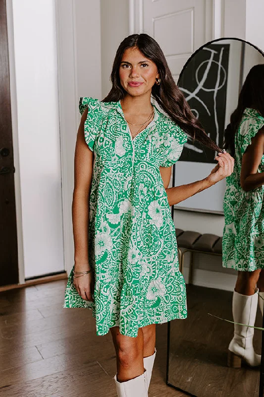 Mini dresses with cold - shoulder designsHello Lovely Floral Dress In Emerald