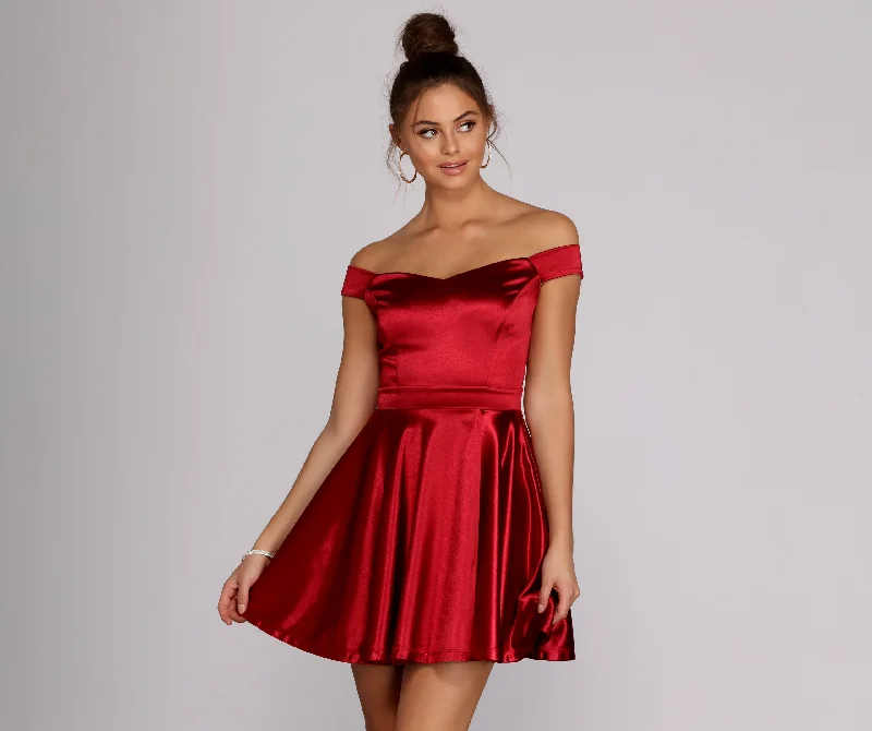 Mini dresses with bow accents for a sweet lookJess Off The Shoulder Dress