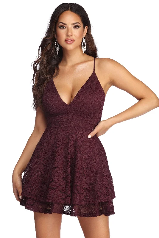 Cotton mini dresses for a comfortable everyday optionLace Appeal Layered Skater Dress