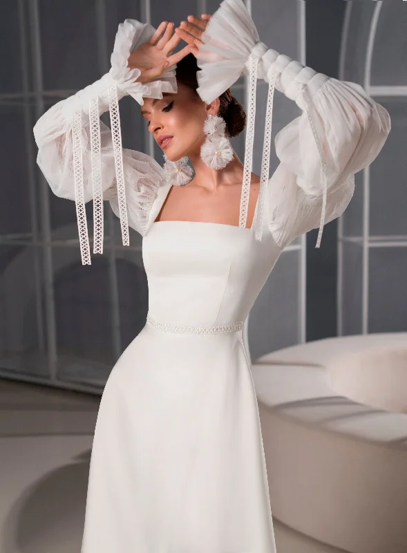 One - shoulder wedding guest dresses with beaded detailsLong Sleeve A-Line Wedding Dress