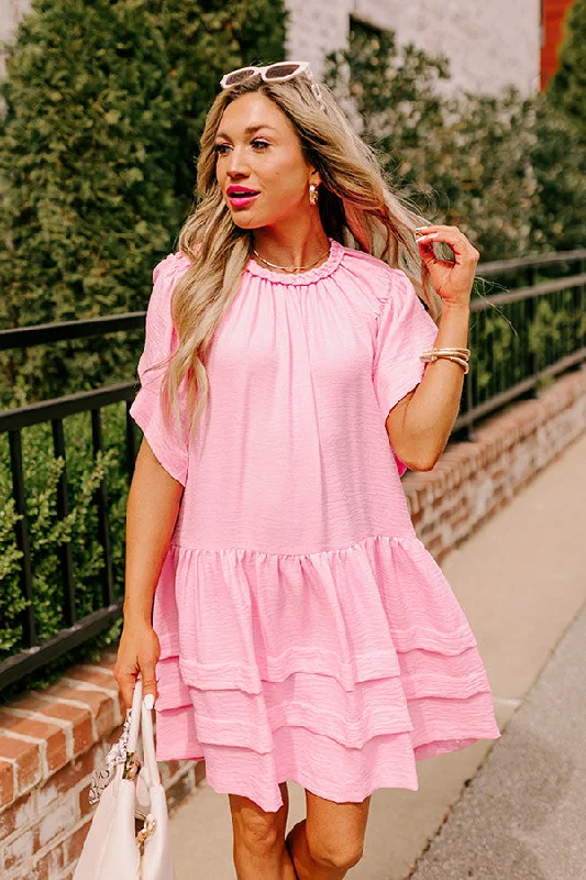 Mini dresses with cold - shoulder designsSouthern Sweetheart Shift Dress in Pink