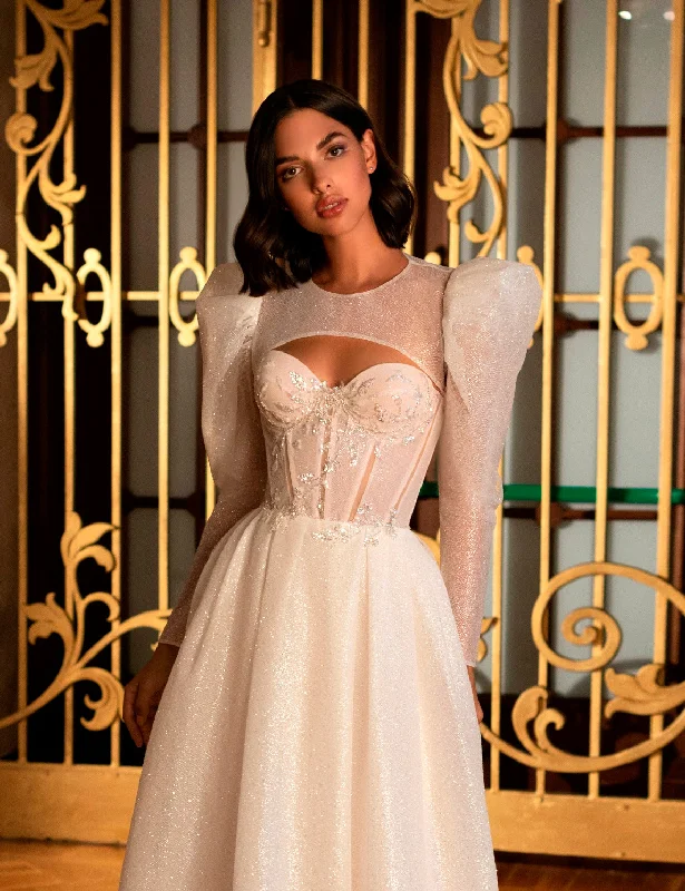 Sheath - style wedding guest dresses with lace overlaysStrapless Sweetheart Wedding Gown With Bolero