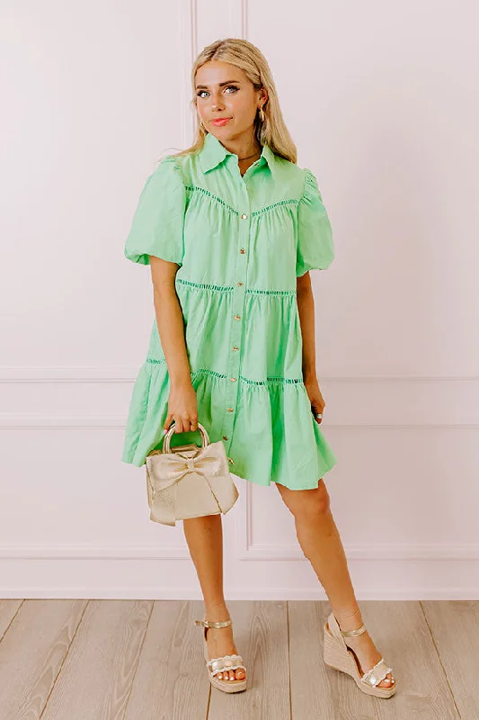 Cotton mini dresses for a comfortable everyday optionSunday Stroll Mini Dress in Light Kelly Green