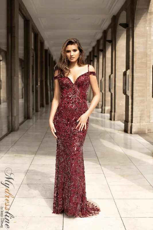 A - line formal dresses with beaded lace appliques for formal eventsChic and Holland AN1455