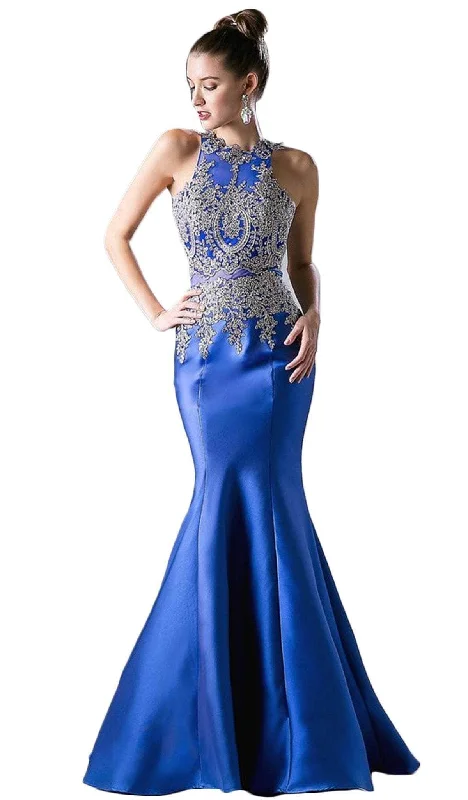 Formal dresses with empire waists and organza overlays for a feminine lookLadivine 8934 - Halter Mermaid Evening Gown