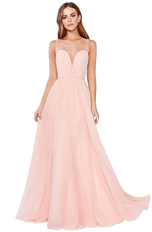 Formal dresses with halter necks and lace - up backs for a stylish promLadivine CJ251 - Illusion Jewel A-Line Evening Gown