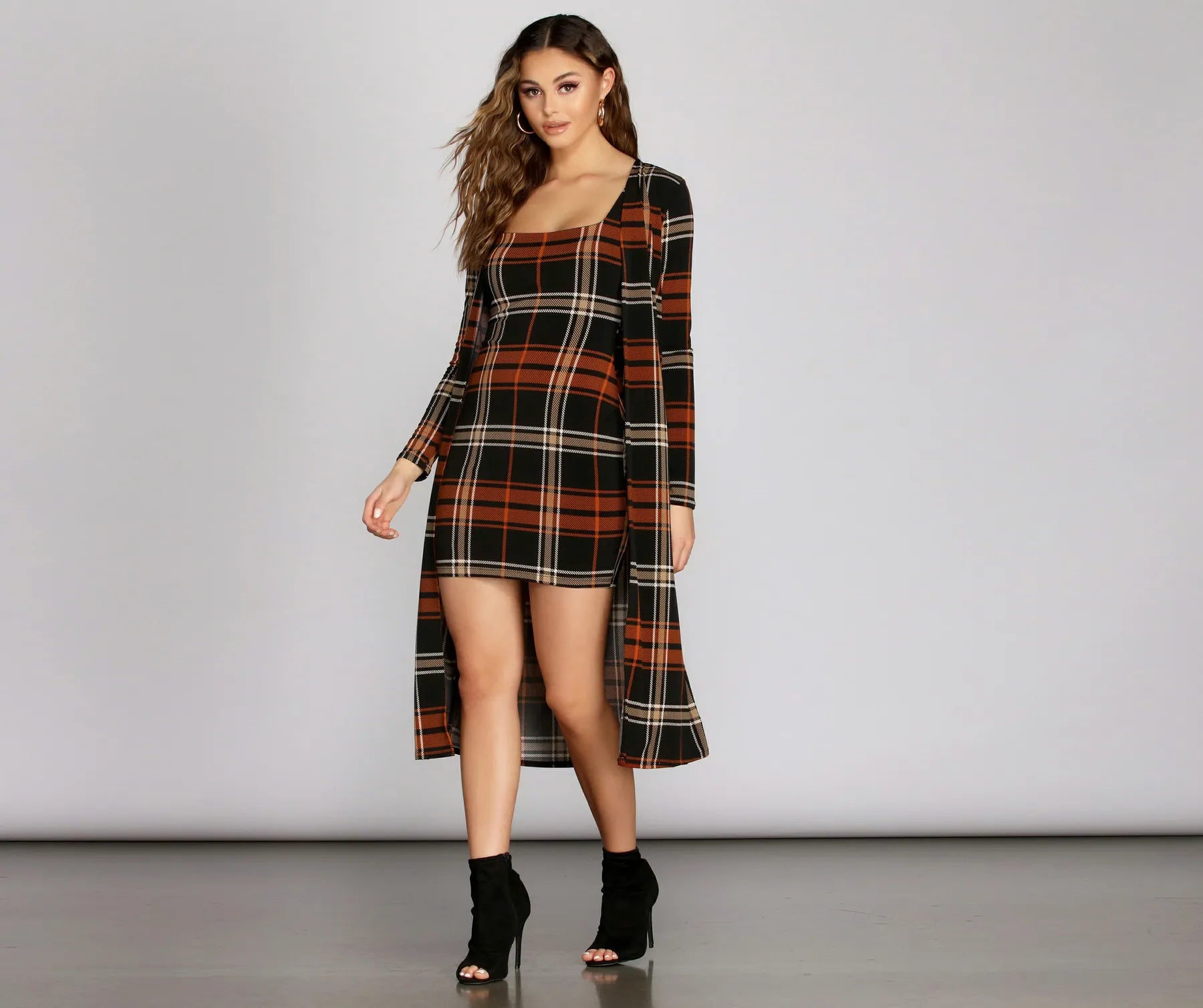 Sleeveless Women Dress in Bright Colors for Summer PartiesPrecious In Plaid Duster