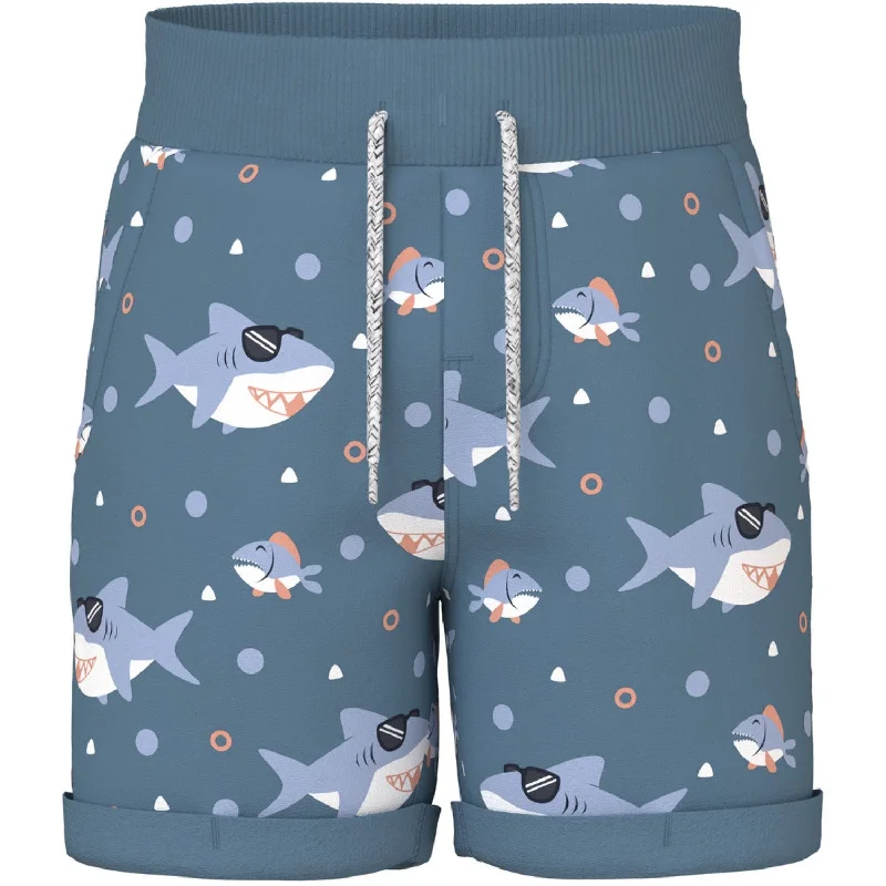 Jeanette Women Shorts with a Soft and Comfortable FeelName It Provincial Blue Sharks Vermo Aop Long Sweat Shorts Noos