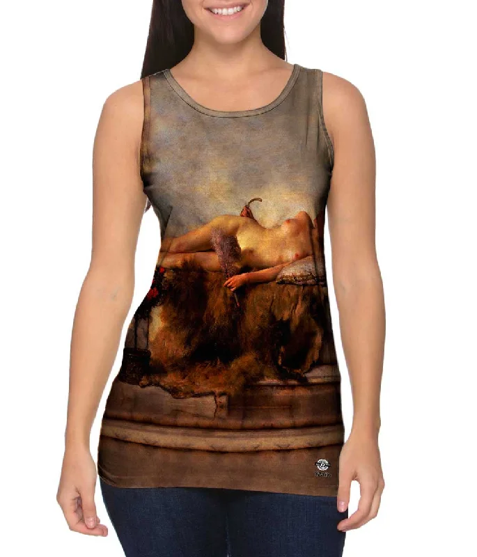 Scoop Neck Women's Linen Blend Tank Tops for SummerSir Lawrence Alma-Tadema - "In the Tepidarium" (1881)