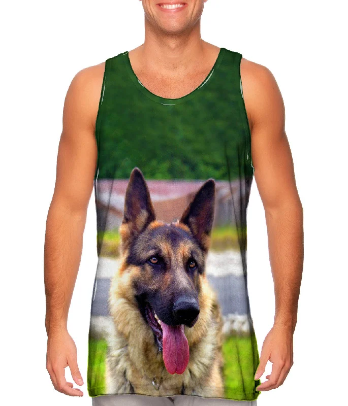 High - Neck Women's Silk Blend Tank Tops for a Luxurious FeelSitting Proud German Sheperd