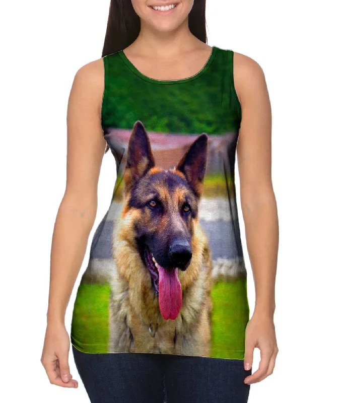 One - Shoulder Women's Rayon Blend Tank Tops for a Flowy LookSitting Proud German Sheperd