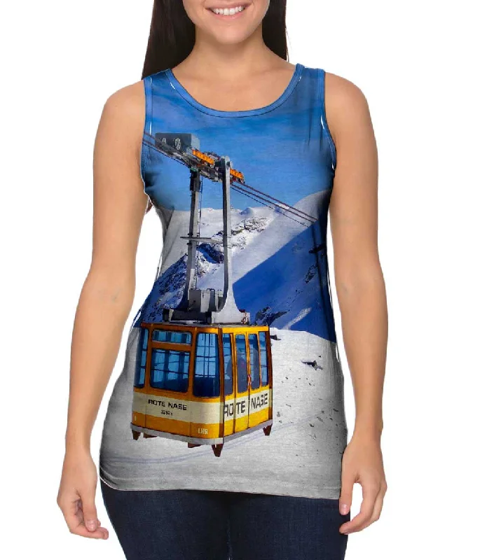 Crew Neck Women's Sustainable Tank Tops Made from Recycled MaterialsSki Tram Switzerland